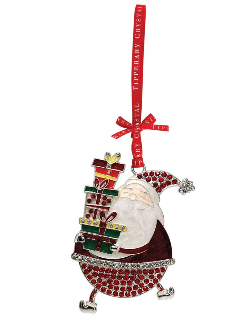Tipperary Crystal Sparkle Santa Holding Gift Decoration