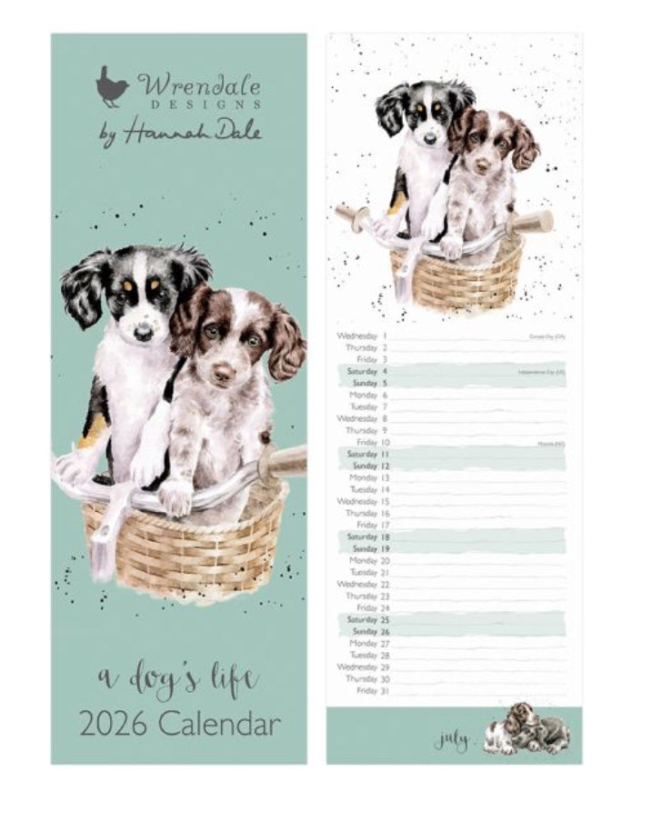 Wrendale 2026 A Dogs Life Slim Calendar