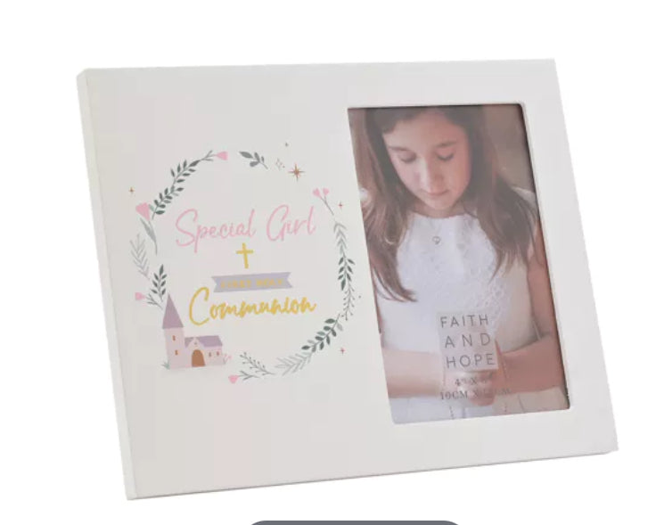 WID Faith & Hope Wreath Frame First Communion Girl 4x6