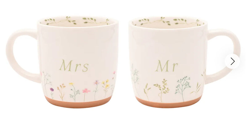 WID Love Story Wildflower Ceramic Mugs - Mr & Mrs