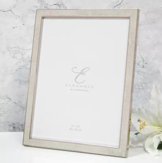 WID ELEGANCE METAL PLATED CREAM FAUX SHAGREEN FRAME 5" X 7"