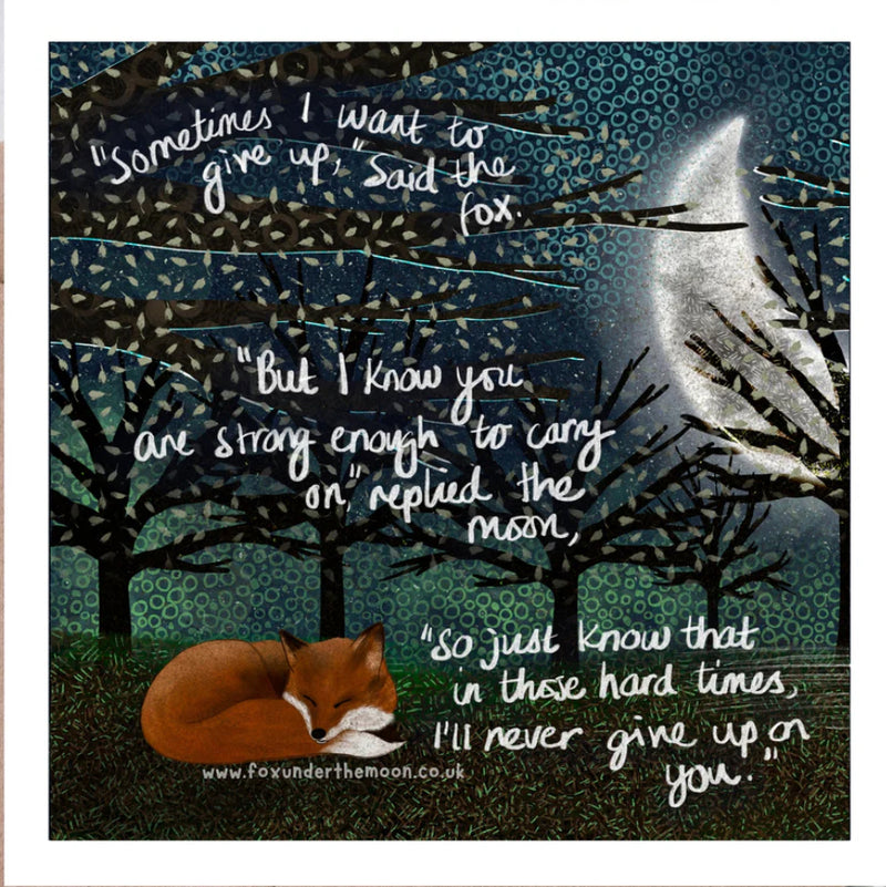 Fox Under The Moon Never Give Up Card