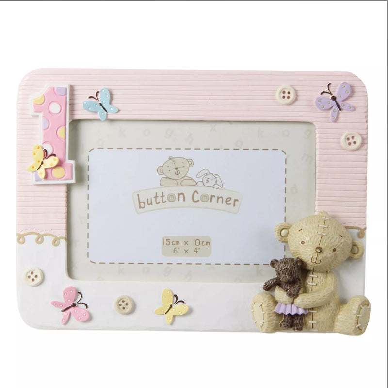 Wid Button Corner Resin Photo Frame 1St Birthday 6x4