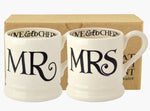 Emma Bridgewater black toast mr and mrs set of 2 1/2 pint mugs boxed