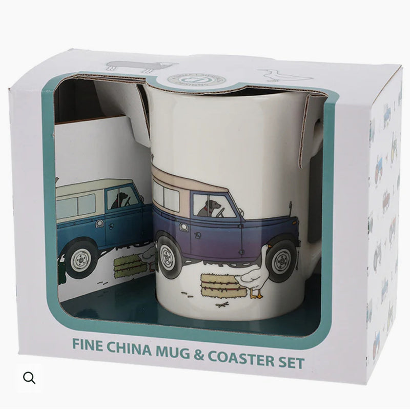 Jd Emma Lawrence Blue LandRover Mug &Coaster