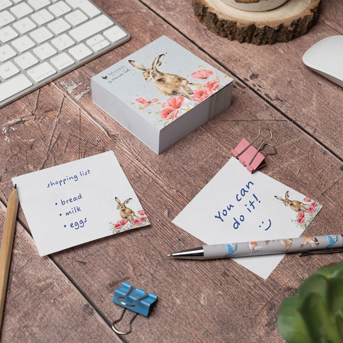 Wrendale Hare Sticky Notes - Field of Flowers