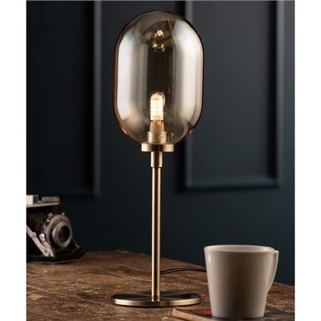 Galway Amber & Brass Stem Lamp GCL04