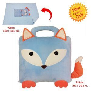 Day Dream Fox Quillow With Handle Blue