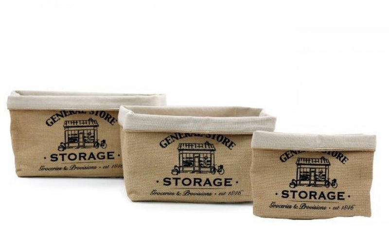 SIL Set of 3 General Store Jute Storage Soft Baskets