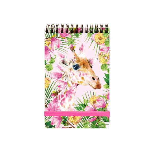 Lola Design Giraffe Pattern Top Spiral Note Pad With Elastic House
