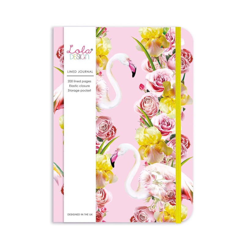 LOLA DESIGN  FLAMINGO HARDBACK JOURNAL WITH ELASTIC CLOSURE