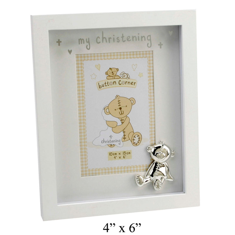 Wid Button Corner Photo Frame &Icon My Christening 4x6”