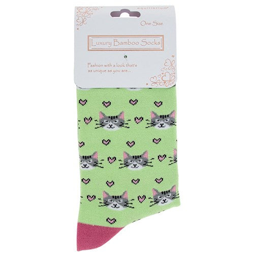 JD Bamboo Socks Crazy Kitty Mint