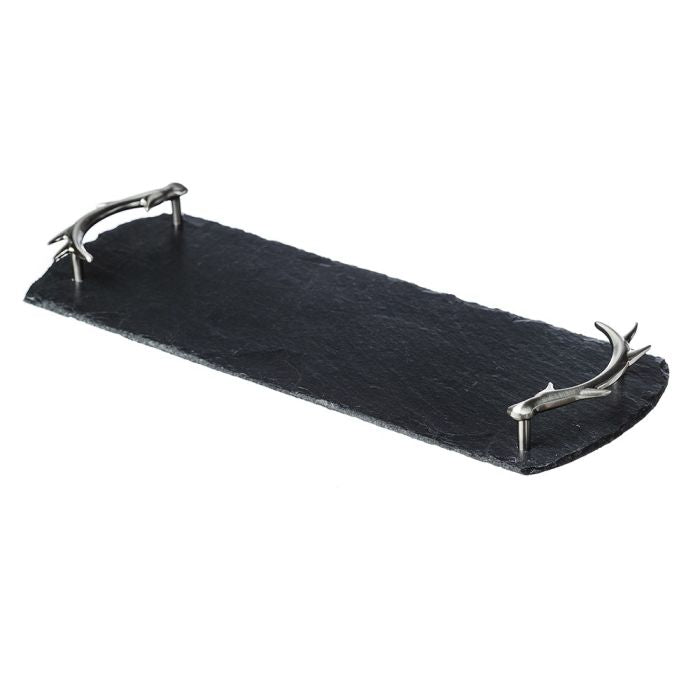 Selbrae House Slate Serving Tray - Medium - Antler Handles - Gift Boxed