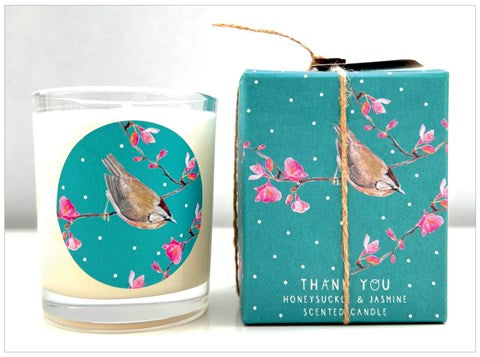 Cinnamon Aitch Candle SK thank you bird honeysuckle and jasmine