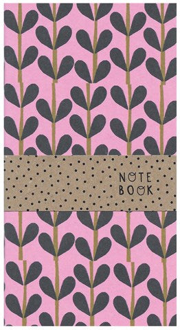 Cinnamon Aitchs Notebook MG Pink leaves pattern