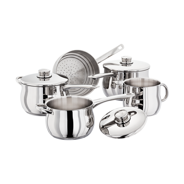 Stellar 1000 Deep 5 piece saucepan set with Multi Steamer
