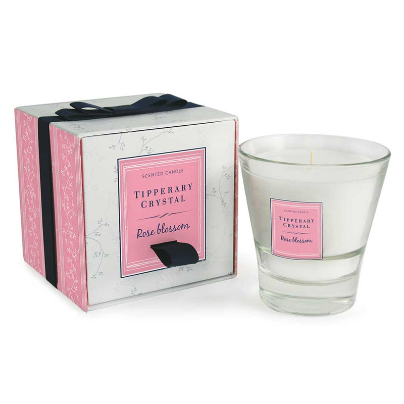 Tipperary Crystal rose blossom filled candle