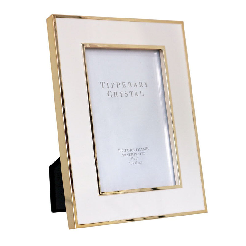Tipperary White Enamel Frame with Gold Edging 4 inch x 6 inch