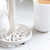 KC MUG TREE 6 HOOK CAST IRON Cream