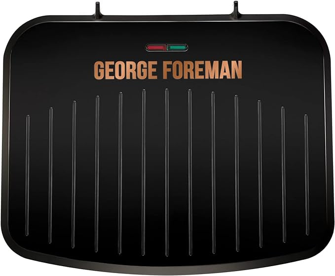 George Foreman Medium Fit Grill - Versatile Griddle, Hot Plate and Toastie Machine with Improved Non-Stick Coating and Speedy Heat Up, Black and Copper