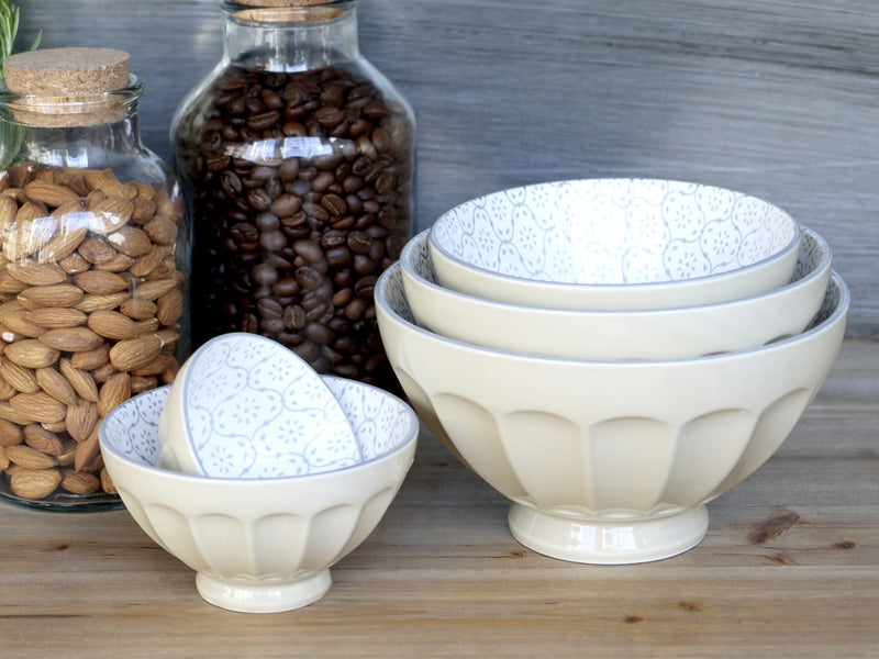 CHIC ANTIQUE ARES LATTE BOWL WITH PATTERN SET OF 5 DUSTY LATTE