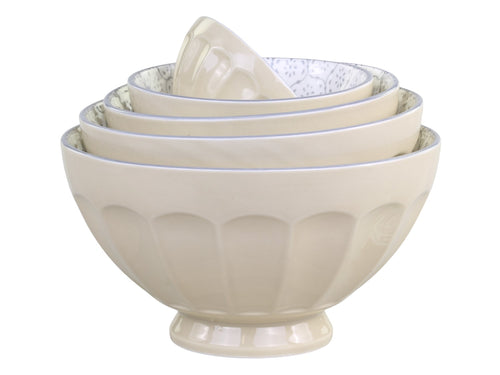 CHIC ANTIQUE ARES LATTE BOWL WITH PATTERN SET OF 5 DUSTY LATTE