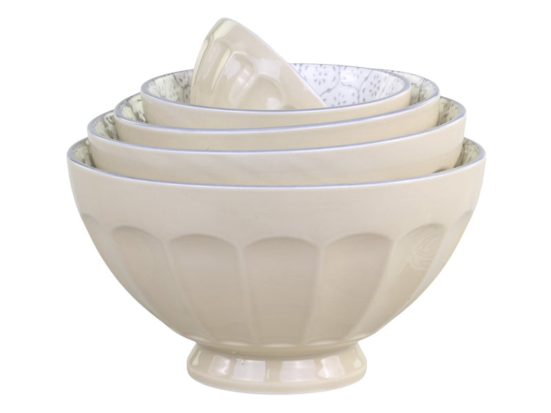 CHIC ANTIQUE ARES LATTE BOWL WITH PATTERN SET OF 5 DUSTY LATTE