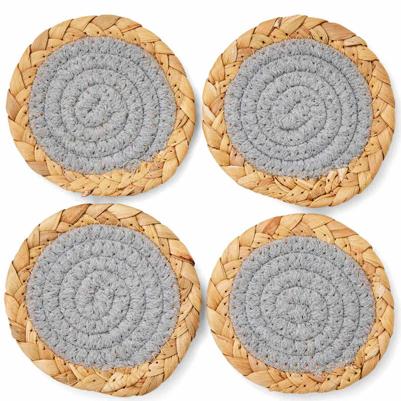 Cooksmart Coastal Set of 4 Seagrass/Cotton Coasters