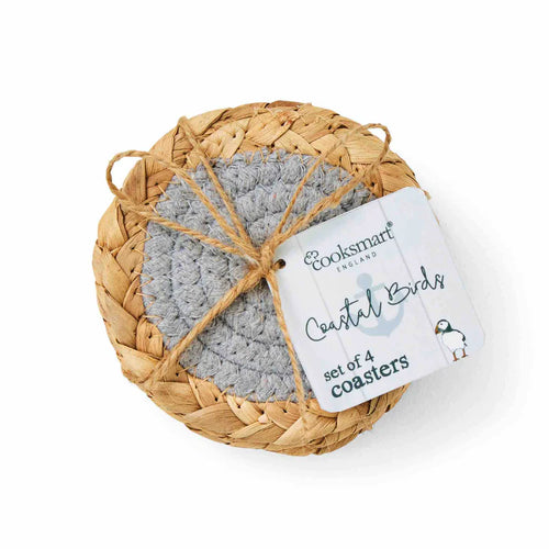 Cooksmart Coastal Set of 4 Seagrass/Cotton Coasters