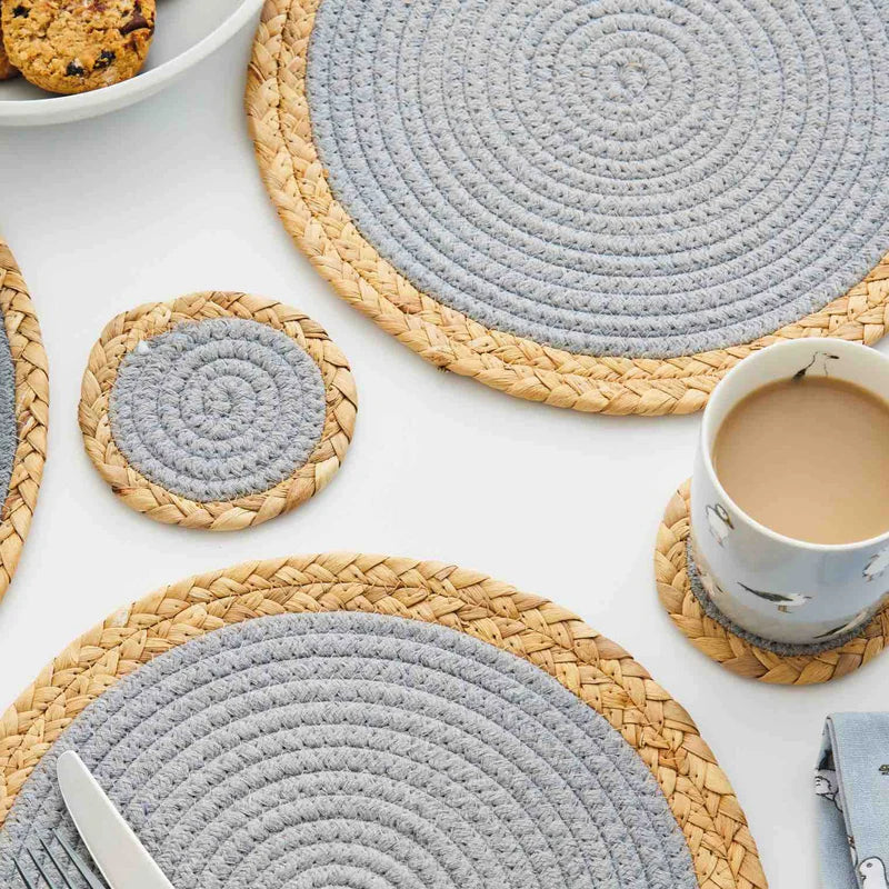 Cooksmart Coastal Set of 4 Seagrass/Cotton Coasters