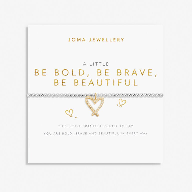 Joma A Little 'Be Bold Be Brave Be Beautiful' Bracelet In Silver And Gold Plating