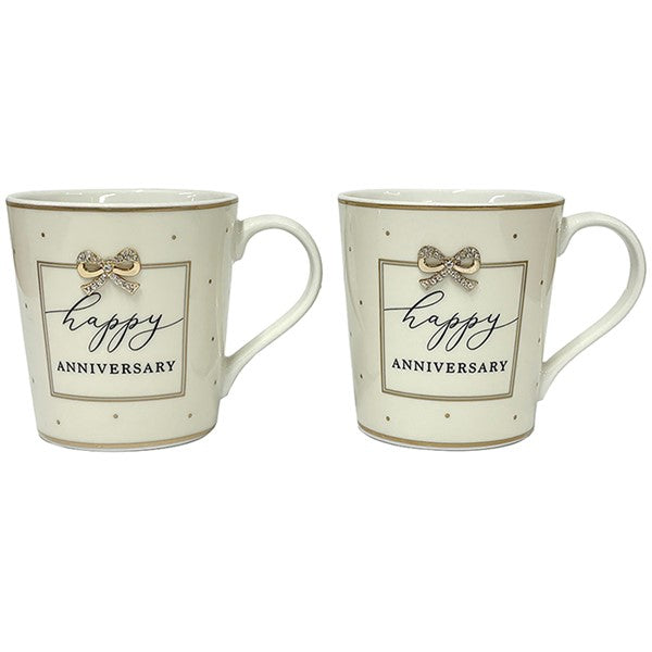 JD Madelaine By Hearts Happy Anniversary Set of 2 Mugs