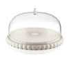 EDD TIFFANY MILK WHITE FLAT CAKE STAND WITH DOME