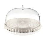 EDD TIFFANY MILK WHITE FLAT CAKE STAND WITH DOME