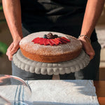 EDD TIFFANY MILK WHITE FLAT CAKE STAND WITH DOME