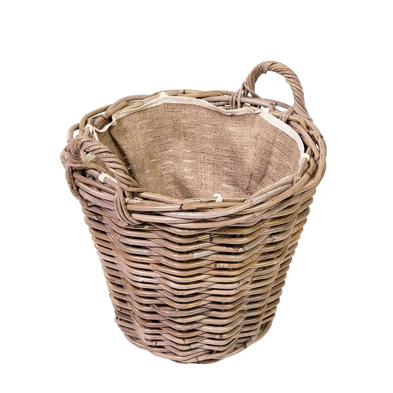 EDD RATTAN GREY KUBU SMALL LINED LOG BASKET