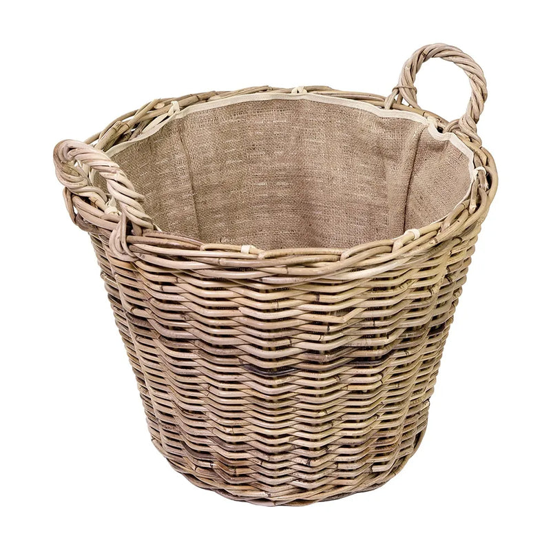 EDD Grey Kabu Luxury Lined Rattan Log Basket