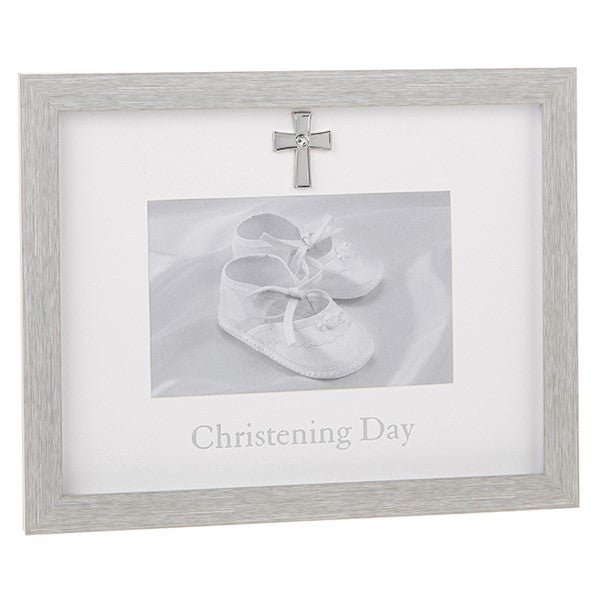 JD Modern Grey Christening Frame 6x4
