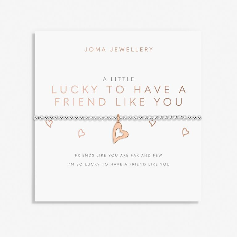 Joma A Little 'Lucky To Have A Friend Like You' Bracelet In Silver And Rose Gold Plating