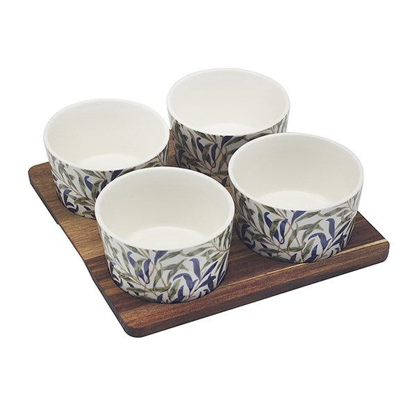 JD William Morris Willow Bough 4 Snack Bowls on Tray