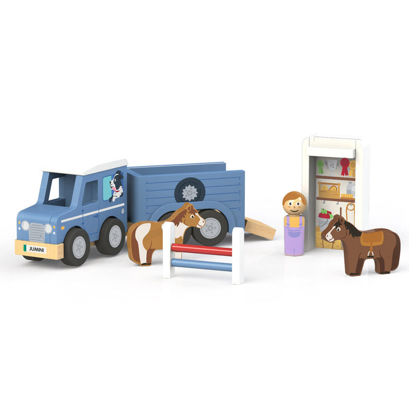 Inside Out Toys Farm Jeep and Horse Trailer (with horses and jump)