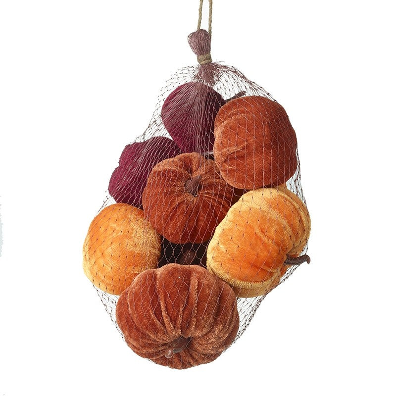 HS Bag of Velvet Pumpkins Rust / Orange Tones