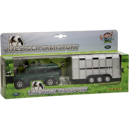 Kids Globe Land Rover Defender with Cattle Trailer