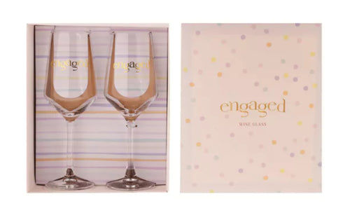 WID Confetti Set of 2 Wine Glasses - Engaged