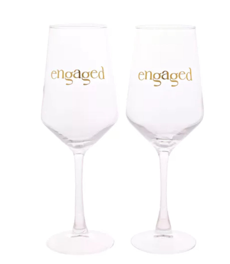 WID Confetti Set of 2 Wine Glasses - Engaged