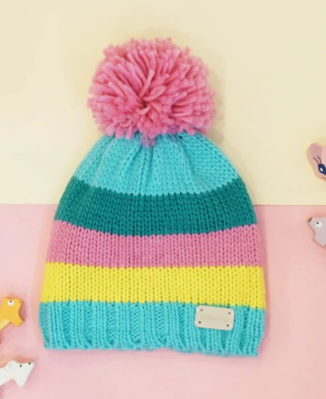 Blade and Rose Pastel Striped Bobble Hat