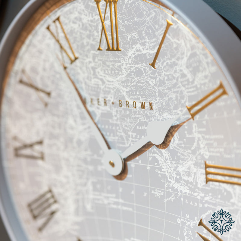 Tara BAKER AND BROWN ATLAS CLOCK GREY 50CM