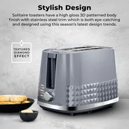 Tower Solitaire 2 Slice Toaster Grey