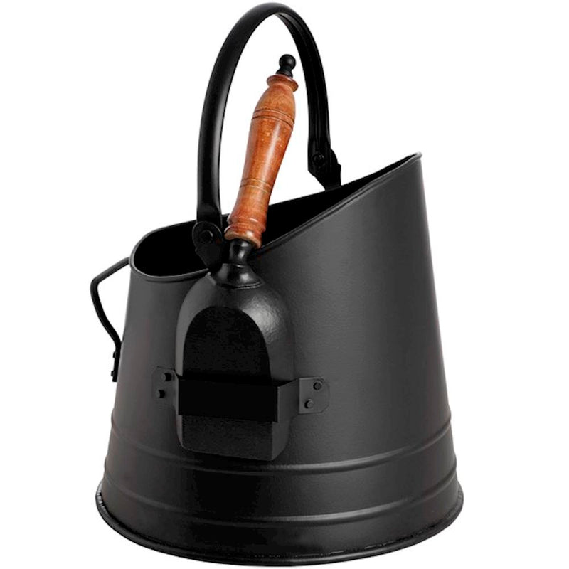 WJS COAL BUCKET WITH SHOVEL ALL BLACK 27X27X28CM A3034